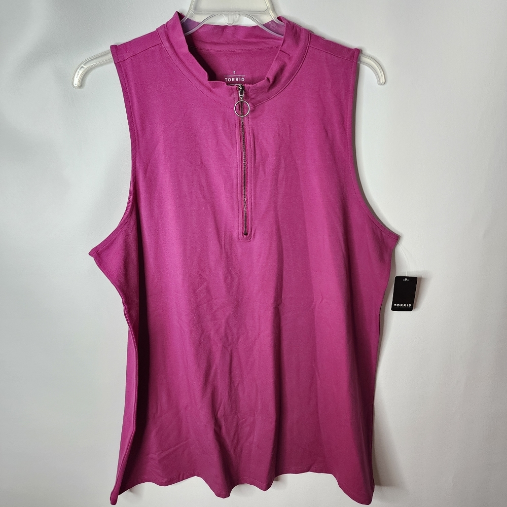 Torrid Tank Top Mock Neck Foxy Knit Fitted Berry Torrid Size 4X 5X 28 NWT